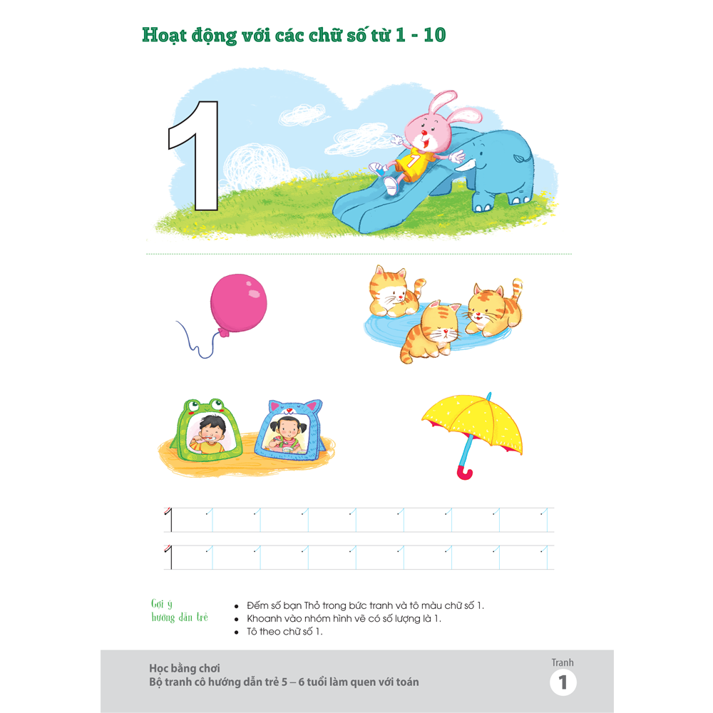 Học bằng chơi – bộ tranh cô hướng dẫn trẻ 5 – 6 tuổi làm quen với toán