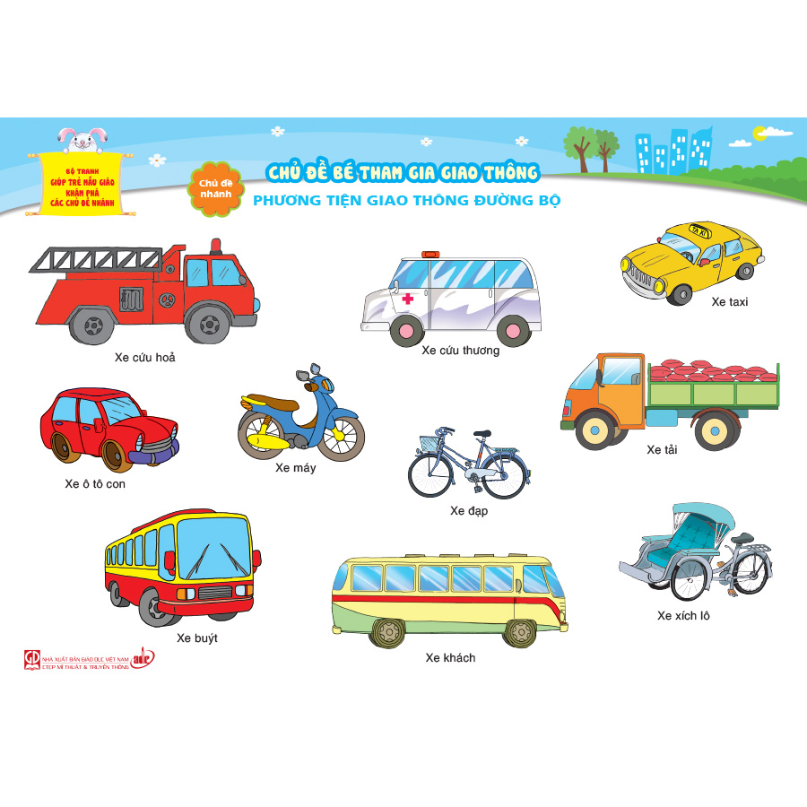 Bộ tranh giúp trẻ mẫu giáo khám phá các chủ đề nhánh - Chủ đề Bé tham gia giao thông