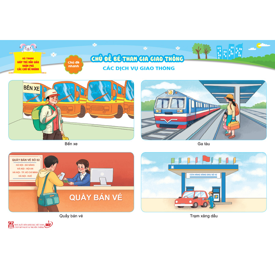 Bộ tranh giúp trẻ mẫu giáo khám phá các chủ đề nhánh - Chủ đề Bé tham gia giao thông