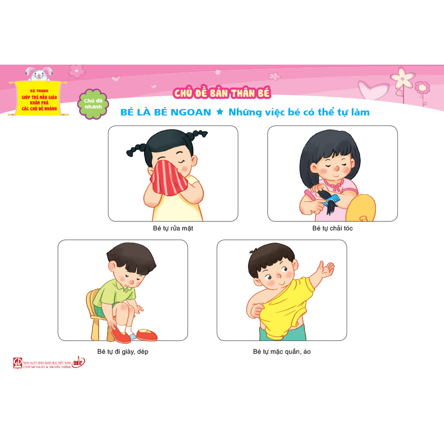 Bộ tranh giúp trẻ mẫu giáo khám phá các chủ đề nhánh - Chủ đề Bản thân bé