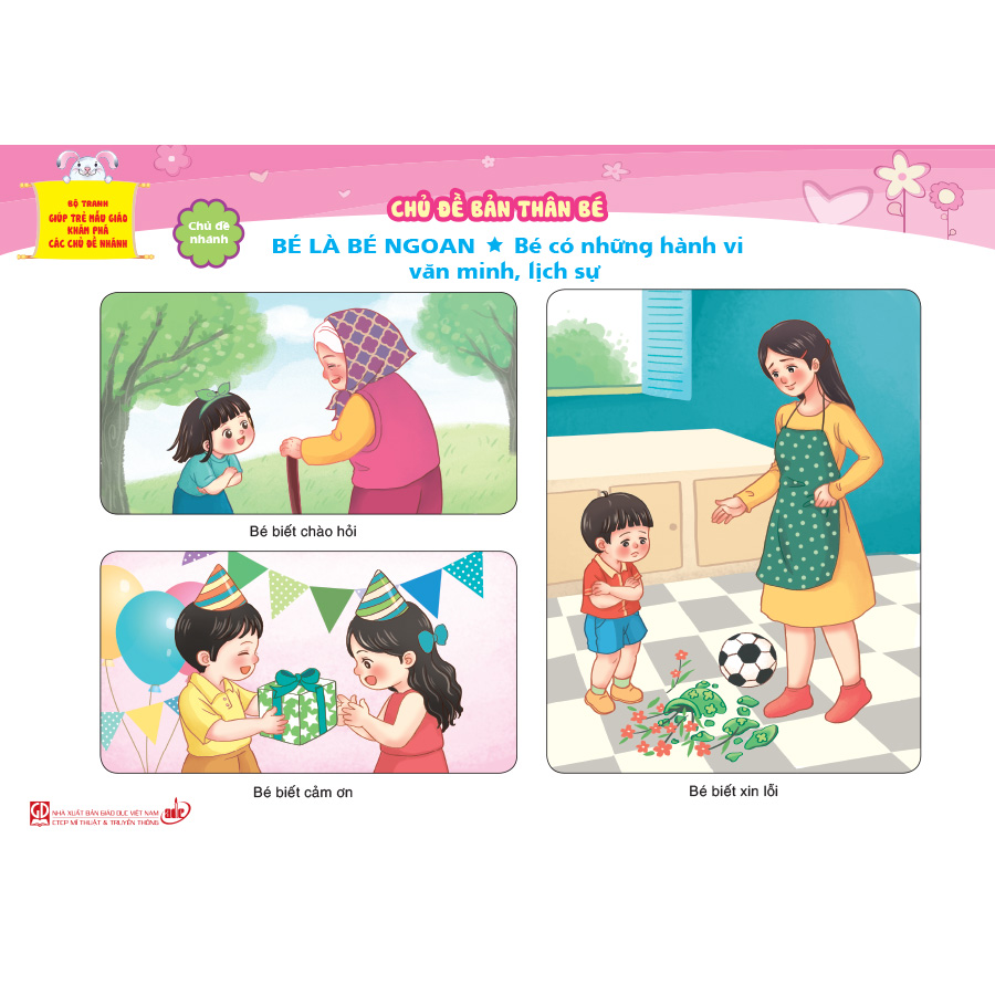 Bộ tranh giúp trẻ mẫu giáo khám phá các chủ đề nhánh - Chủ đề Bản thân bé