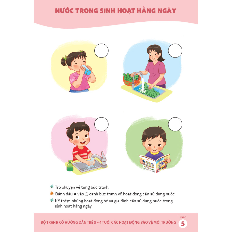 Bộ tranh cô hướng dẫn trẻ 3 - 4 tuổi các hoạt động bảo vệ môi trường