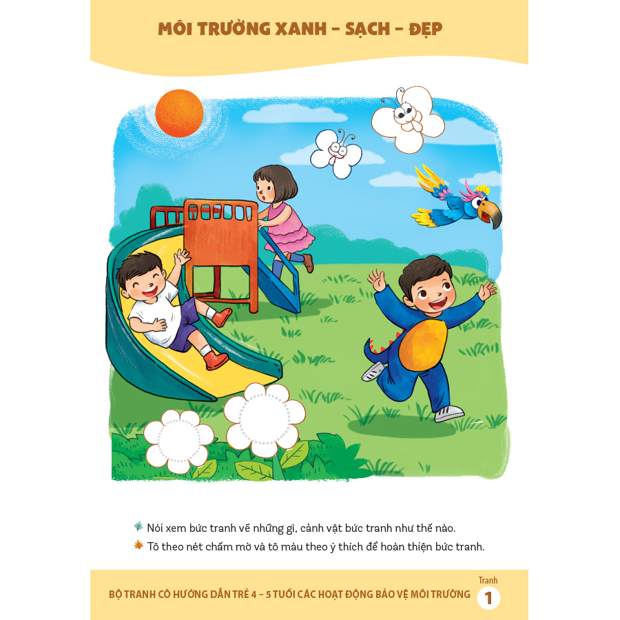 Bộ tranh cô hướng dẫn trẻ 4 - 5 tuổi các hoạt động bảo vệ môi trường