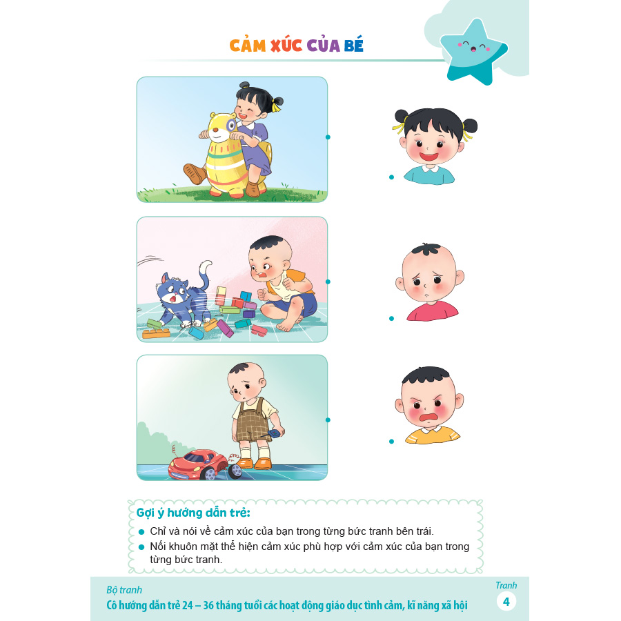 Bộ tranh cô hướng dẫn trẻ 24 – 36 tháng tuổi các hoạt động GD tình cảm, kĩ năng xã hội