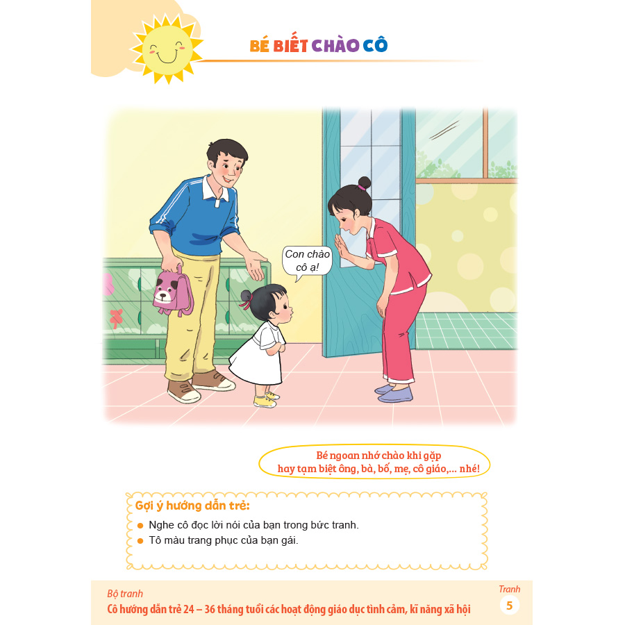 Bộ tranh cô hướng dẫn trẻ 24 – 36 tháng tuổi các hoạt động GD tình cảm, kĩ năng xã hội