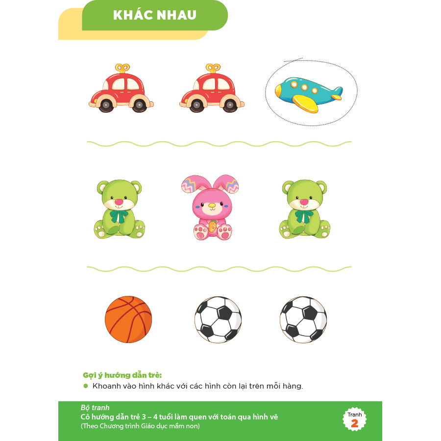 Bộ tranh cô hướng dẫn trẻ 3 – 4 tuổi làm quen với toán qua hình vẽ (Theo Chương trình Giáo dục mầm non)