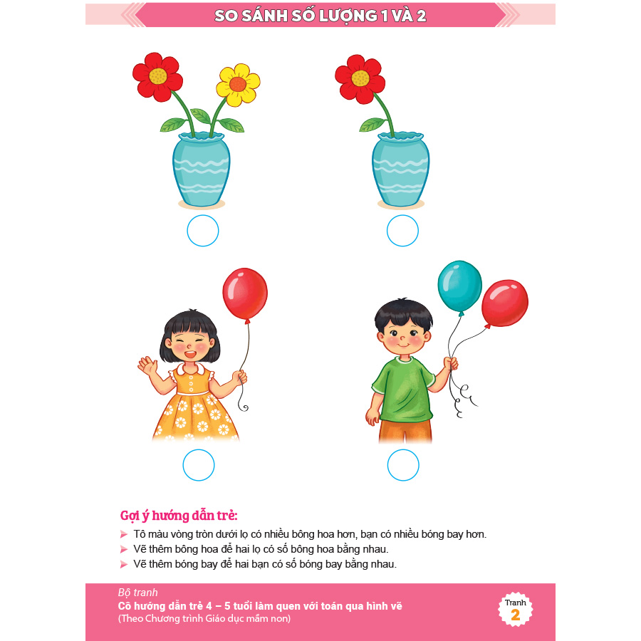 Bộ tranh cô hướng dẫn trẻ 4 – 5 tuổi làm quen với toán qua hình vẽ (Theo Chương trình Giáo dục mầm non)