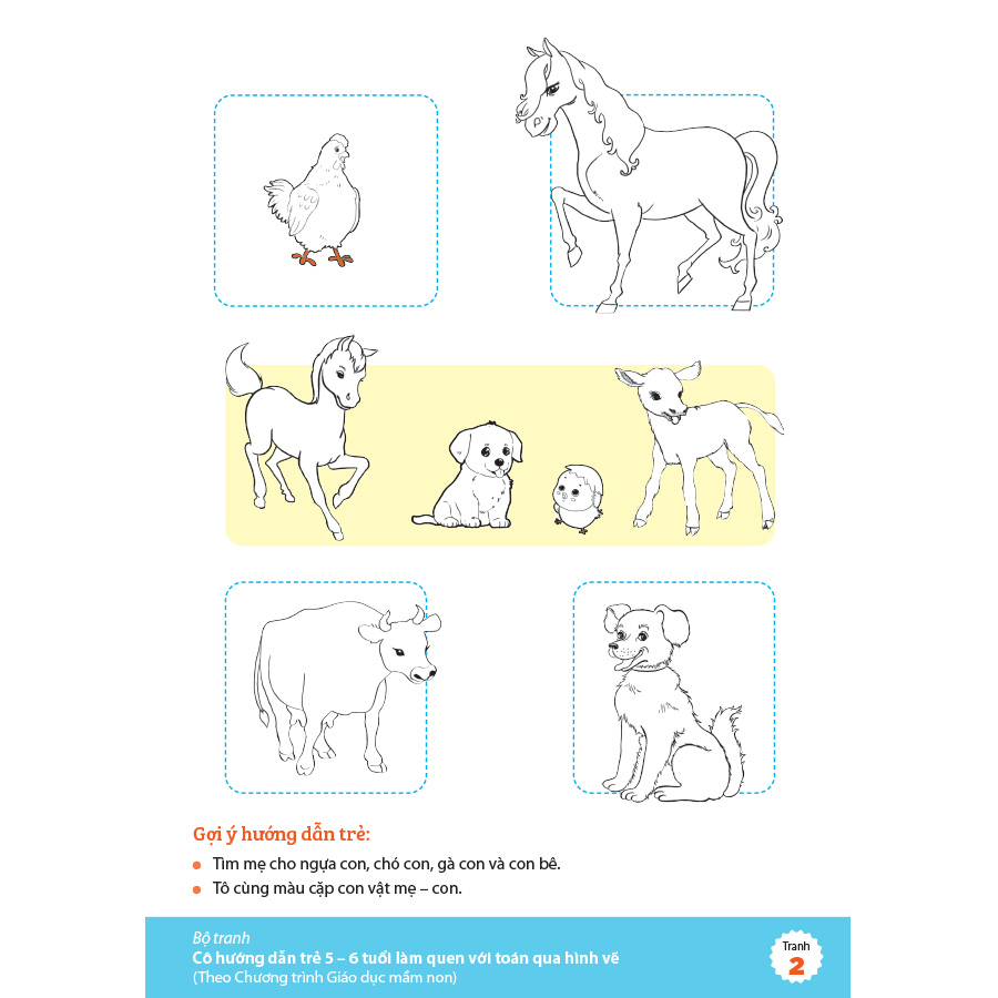Bộ tranh cô hướng dẫn trẻ 5 – 6 tuổi làm quen với toán qua hình vẽ (Theo Chương trình Giáo dục mầm non)
