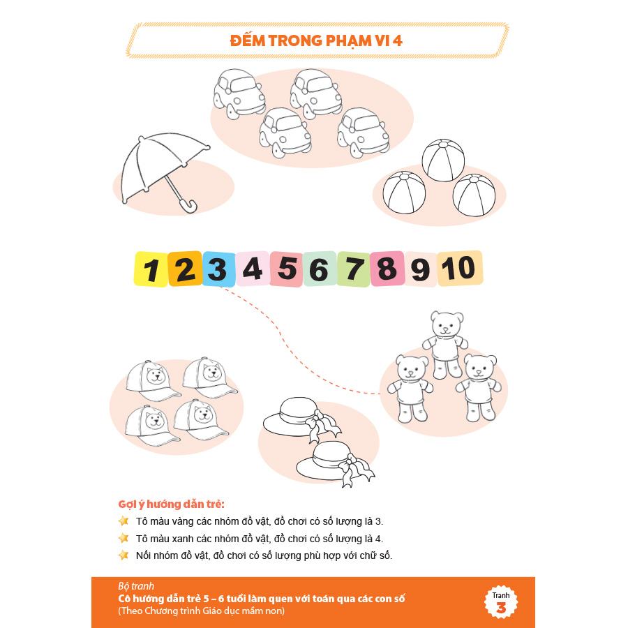 Bộ tranh cô hướng dẫn trẻ 5 – 6 tuổi làm quen với toán qua các con số (Theo Chương trình Giáo dục mầm non)