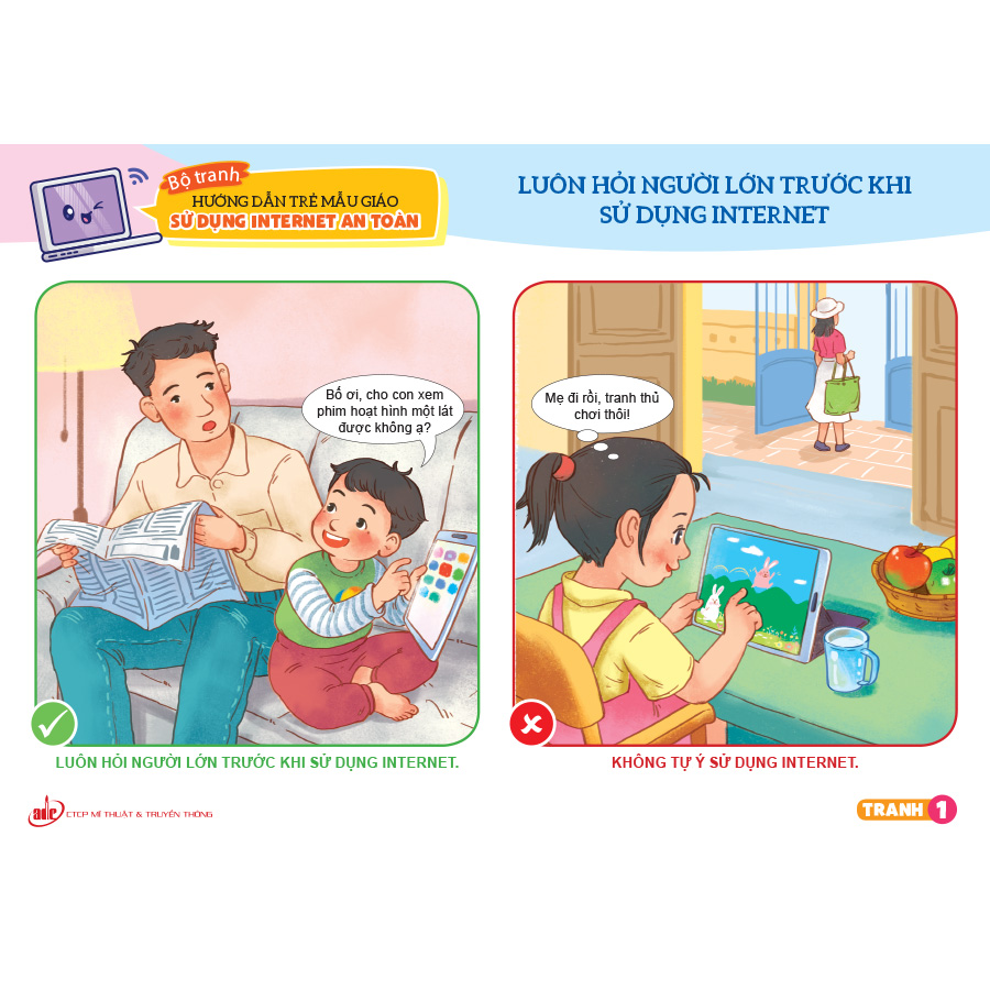 Bộ tranh hướng dẫn trẻ mẫu giáo sử dụng Internet an toàn