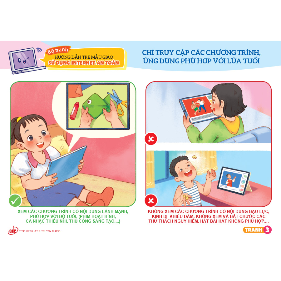 Bộ tranh hướng dẫn trẻ mẫu giáo sử dụng Internet an toàn