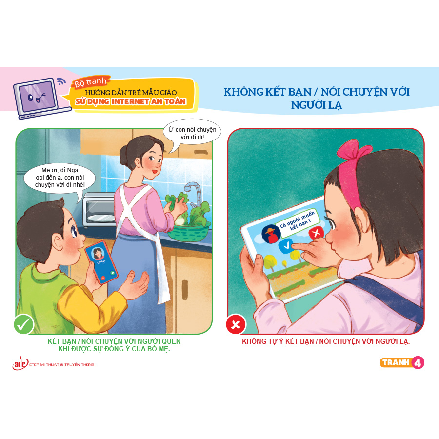 Bộ tranh hướng dẫn trẻ mẫu giáo sử dụng Internet an toàn