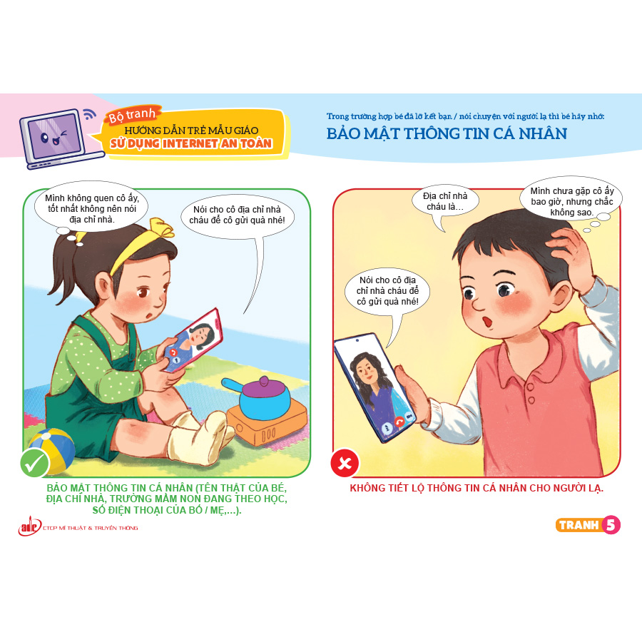 Bộ tranh hướng dẫn trẻ mẫu giáo sử dụng Internet an toàn