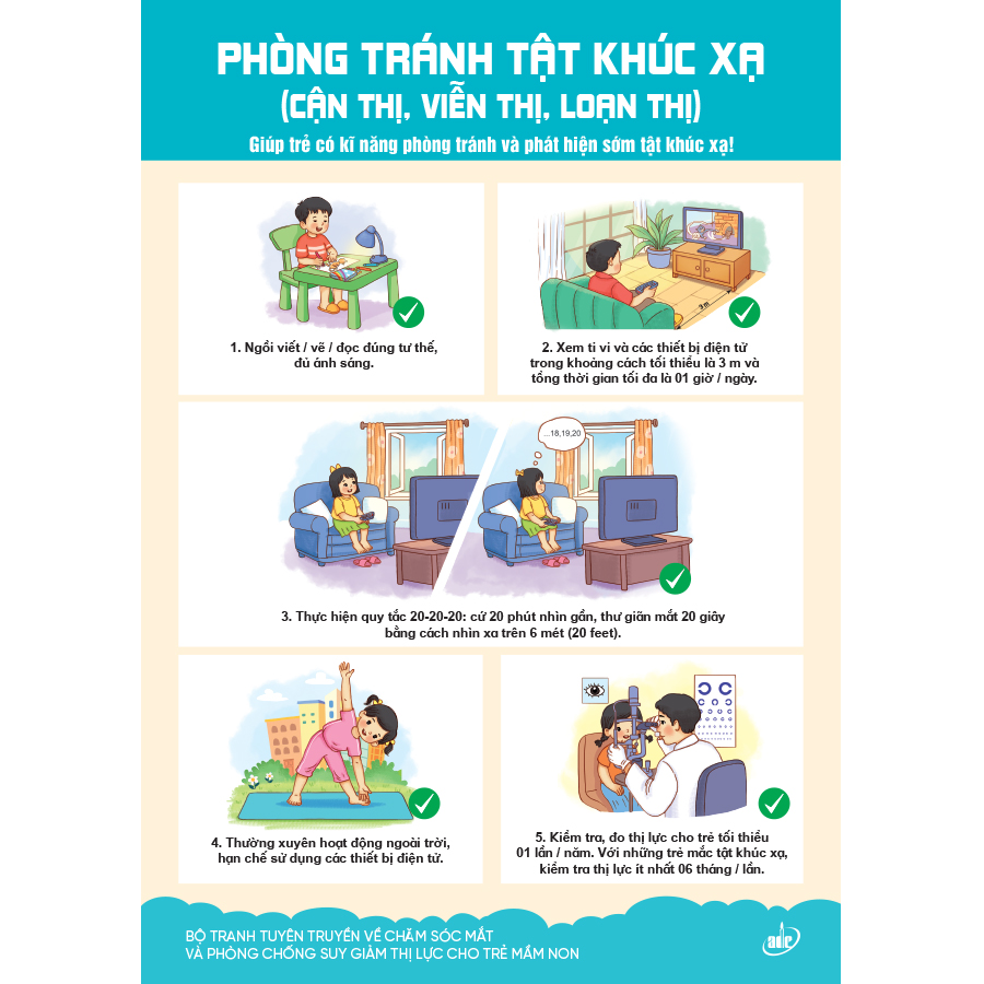 Bộ tranh tuyên truyền về chăm sóc mắt và phòng chống suy giảm thị lực cho trẻ mầm non