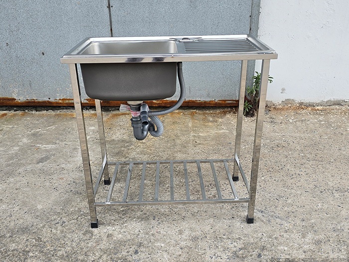 Chậu rửa bát inox có chân, 1 hố 1 bàn,