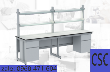 BÀN THÍ NGHIỆM ÁP TƯỜNG( CÓ KỆ ĐỂ DỤNG CỤ)