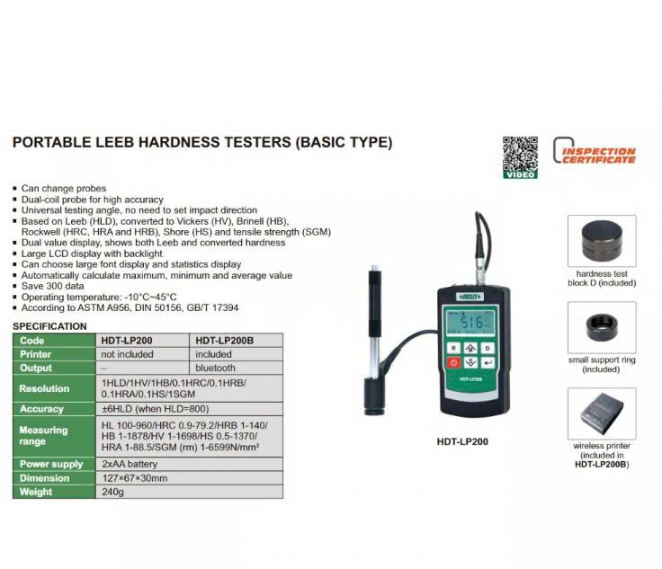 Máy đo độ cứng cầm tay Leeb INSIZE HDT-LP200