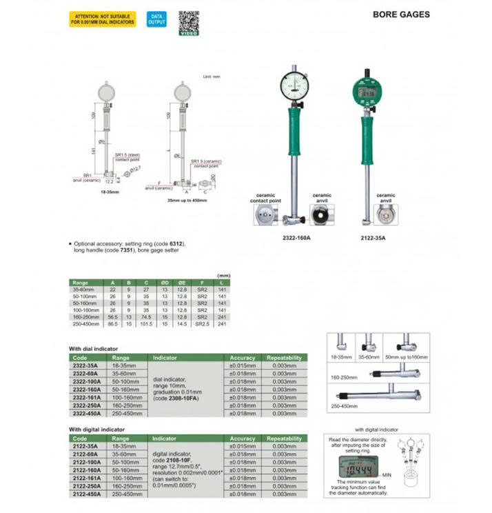 Thước đo lỗ INSIZE 2322-160A
