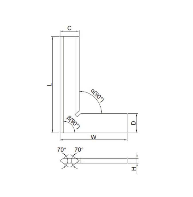 Thước đo góc vuông vát cạnh Insize 4790-0100 (100 x 70 mm)