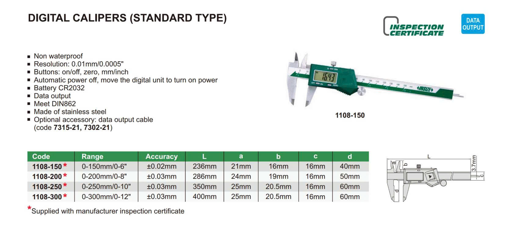 Thước cặp điện tử INSIZE 1108-150