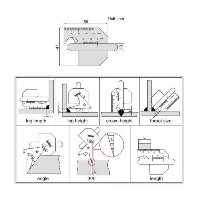 Thước đo mối hàn đa năng Insize 6832-1
