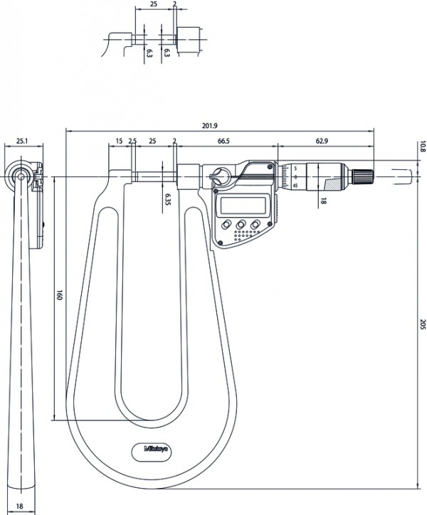 Panme cơ đo chi tiết dạng tấm 1-2" Mitutoyo, 118-112