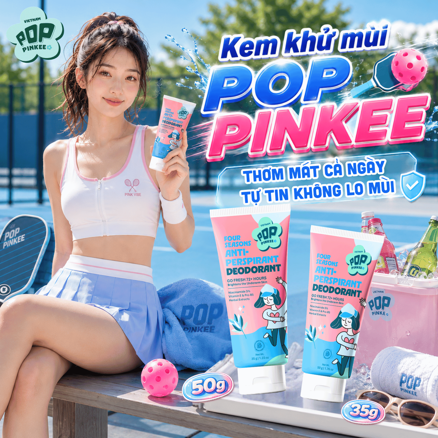 Kem Khử Mùi Giảm Tiết Mồ Hôi Bốn Mùa Pop Pinkee - 50g
