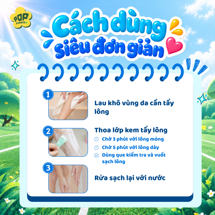 Kem Tẩy Lông Pop Pinkee Nhẹ Dịu, Tẩy Lông Êm Ái - 50g