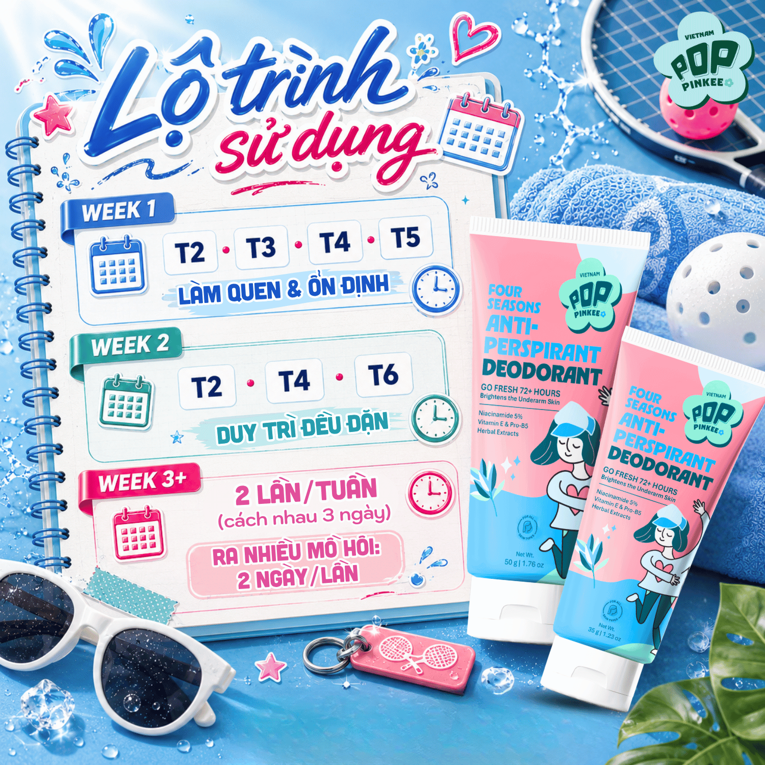 Kem Khử Mùi Giảm Tiết Mồ Hôi Bốn Mùa Pop Pinkee - 50g