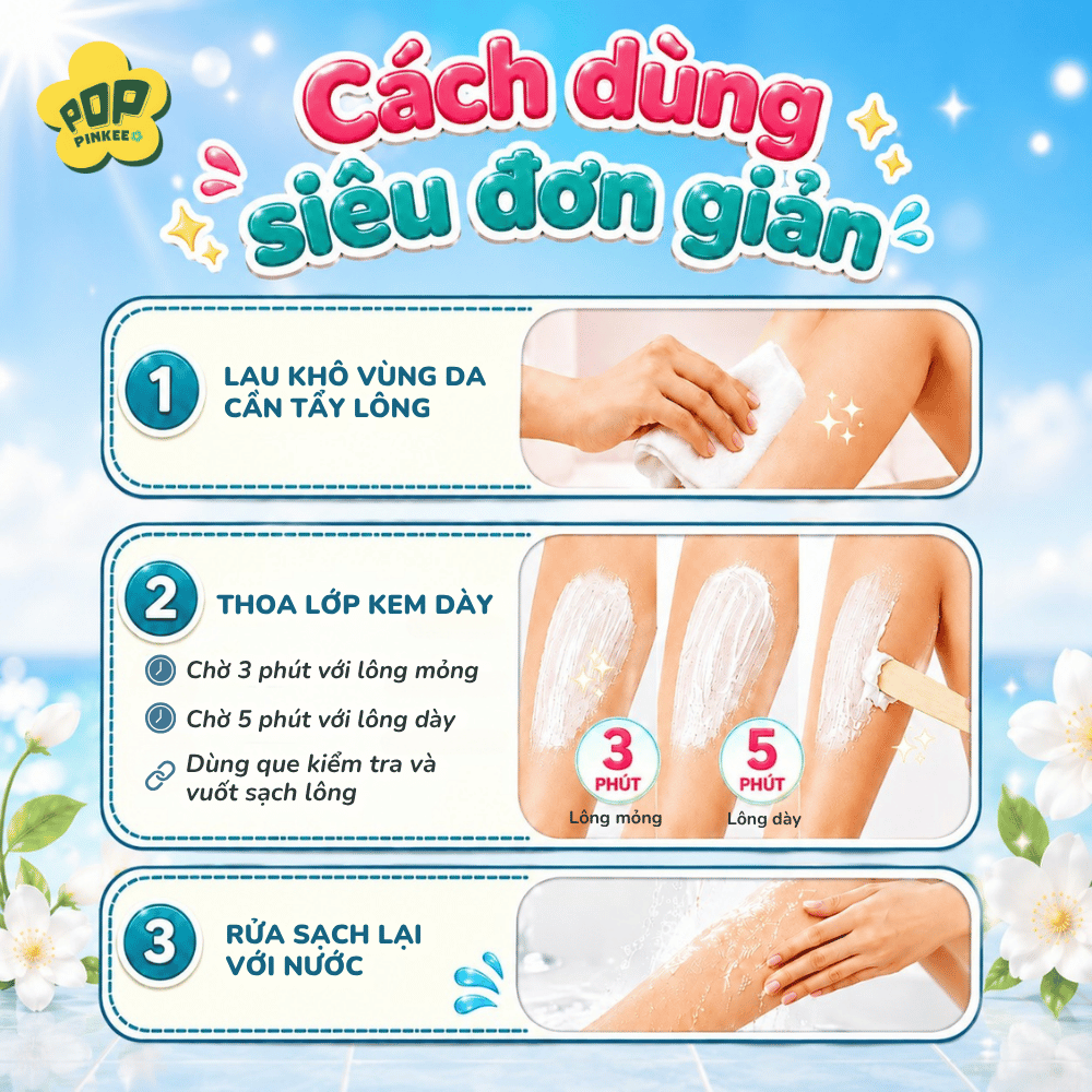 Kem Tẩy Lông Pop Pinkee Nhẹ Dịu, Tẩy Lông Êm Ái - 50g
