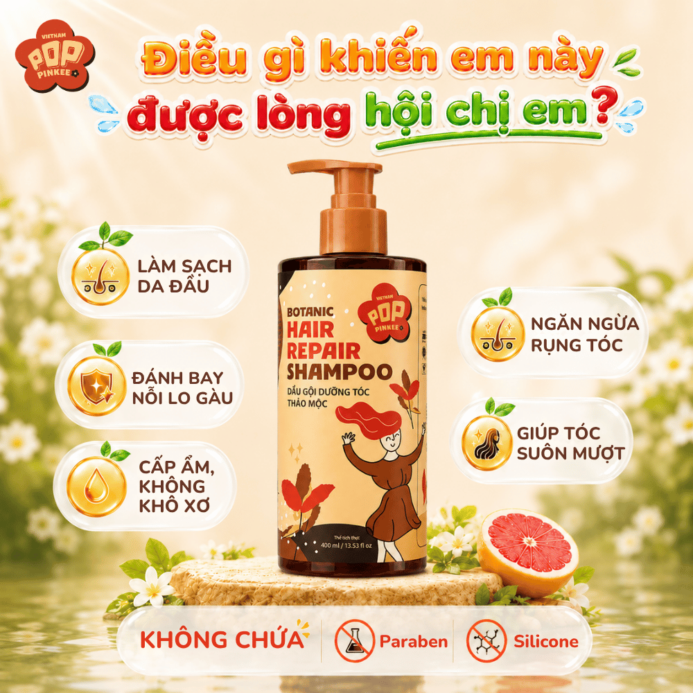 Dầu Gội Thảo Dược Bưởi – Bồ Kết – Làm Sạch Dịu Nhẹ, Nuôi Dưỡng Tóc Chắc Khỏe – 400ml