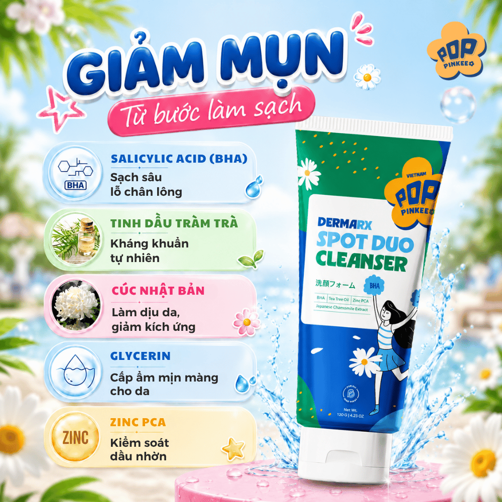 Sữa Rửa Mặt Chăm Sóc Da Mụn Pop Pinkee - Sạch Sâu, Dịu Nhẹ, Sáng Mịn Làn Da - 120g