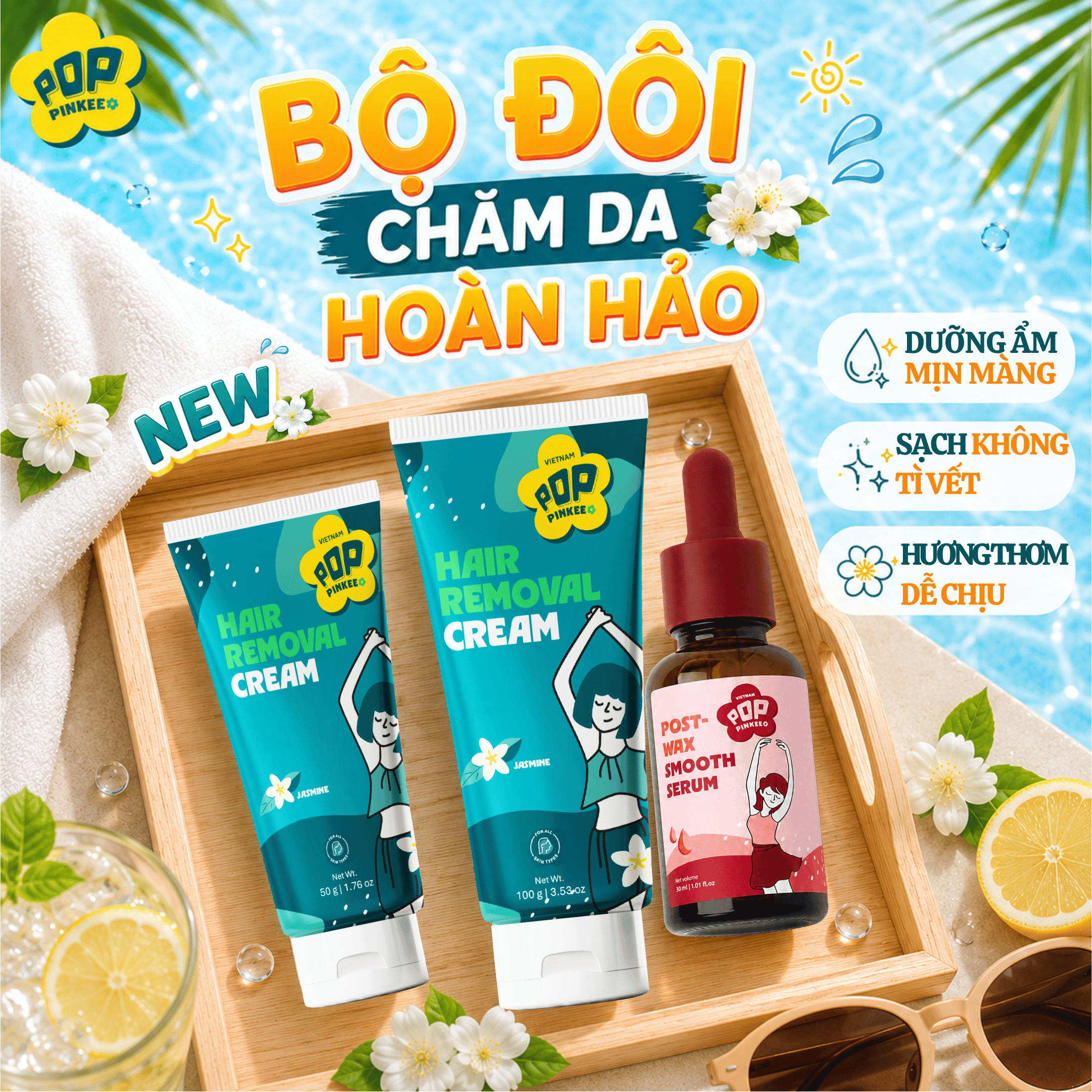 Combo 2 Kem Tẩy Lông Và Serum Dưỡng Mịn Sau Tẩy Lông - Tuýp 100g