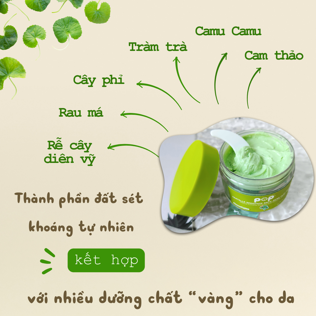 Mặt Nạ Đất Sét Rau Má Ngừa Mụn Mịn Da