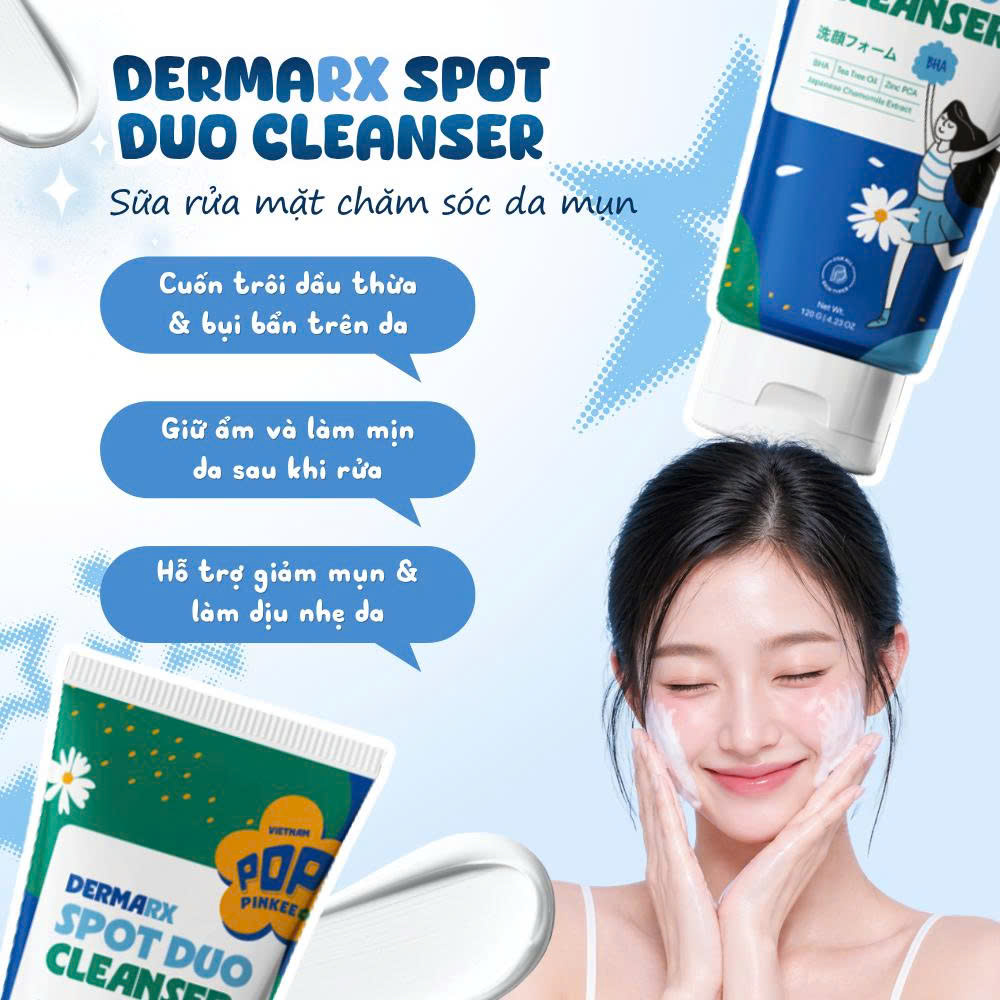Sữa Rửa Mặt Chăm Sóc Da Mụn Pop Pinkee - Sạch Sâu, Dịu Nhẹ, Sáng Mịn Làn Da - 120g