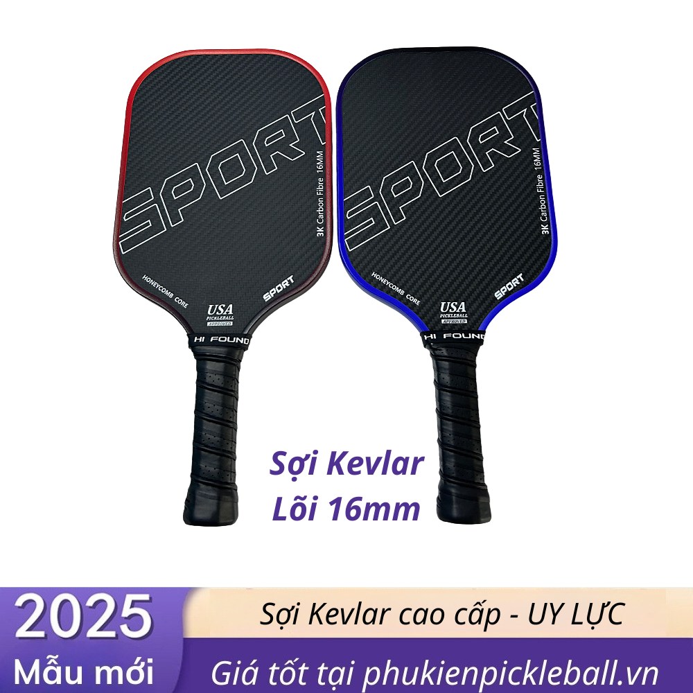 Vợt Pickleball dây Titan - Kevlar ép nóng T700 kết cấu mờ dày