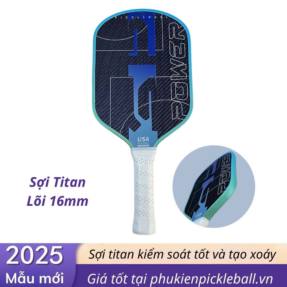 Vợt Pickleball dây Titan - Kevlar ép nóng T700 kết cấu mờ dày