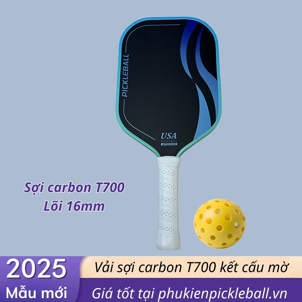 Vợt Pickleball dây Titan - Kevlar ép nóng T700 kết cấu mờ dày