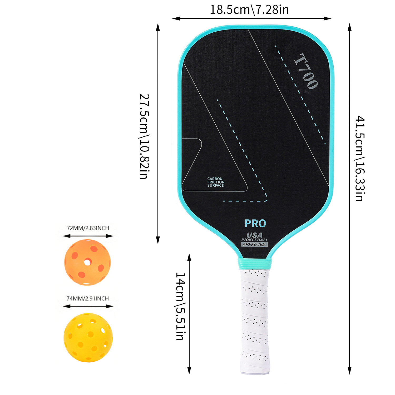 Vợt Pickleball T700 Chất Liệu Sợi Carbon Và Sợi Tổ Ong Cao Cấp