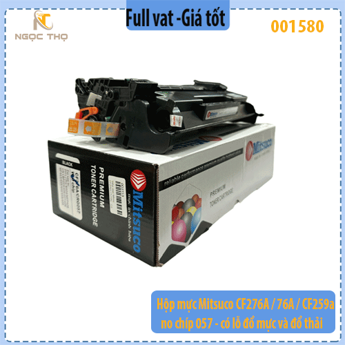 Hộp mực Mitsuco 76A CF276A CF259A Canon 057 – không chip – có lỗ đổ mực & xả thải – hàng mới 100% – full VAT