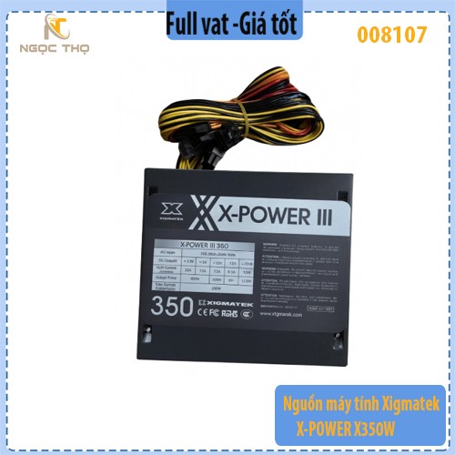 Nguồn Máy Tính Xigmatek X-POWER III 350W (X-350 – 250W Thực, 230V) – Single Rail – Quạt 120mm – Chính Hãng – Full VAT