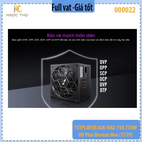 Nguồn Máy Tính FIRST PLAYER ACK-BRZ-750 750W (80 Plus Bronze) – Đen – Chính hãng – Full VAT