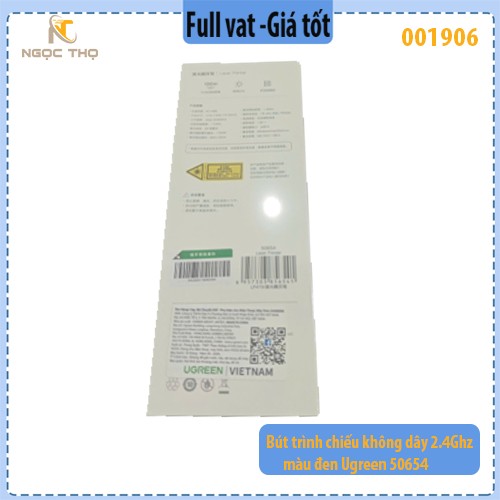 Bút trình chiếu không dây Ugreen 50654 – 2.4GHz – có laser – màu đen – chính hãng – bảo hành 24 tháng – full VAT