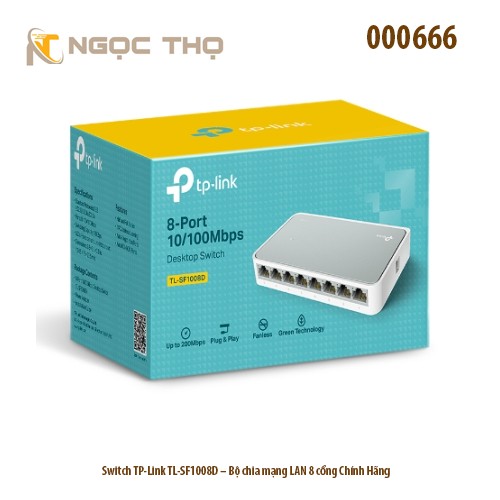 Switch TP-Link TL-SF1008D – Bộ Chia Mạng TP-link  8 Cổng 10/100Mbps – Vỏ Nhựa – Plug & Play – Hàng Chính Hãng