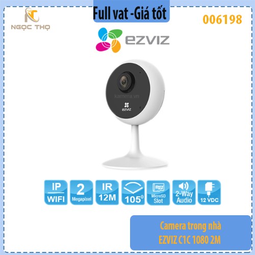 Camera Wifi Trong Nhà EZVIZ C1C 1080P – 2MP, H.265, Đàm Thoại 2 Chiều, Hồng Ngoại Ban Đêm – Chính Hãng, Full VAT