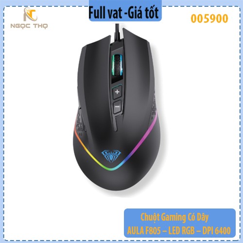 Chuột Gaming Có Dây AULA F805 – LED RGB – DPI 6400 – 7 Nút Macro – Hàng Chính Hãng – Full VAT – BH 24T
