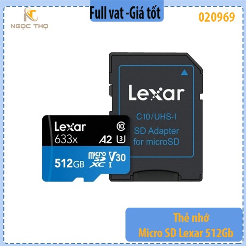 Thẻ nhớ Lexar microSDXC 512GB 633x (LSDMI512BB633A) – UHS-I U3 A2 – 100MB/s – Hàng chính hãng – Full VAT