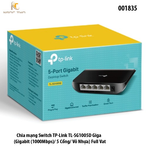 Switch TP-Link SG1005D – Bộ Chia Mạng 5 Cổng Gigabit 10/100/1000Mbps – Vỏ Nhựa – Plug & Play – Chính Hãng – BH 24 Tháng
