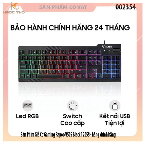 Bàn Phím Giả Cơ Gaming Rapoo V50S Black 12058 - hàng chính hãng - full vat