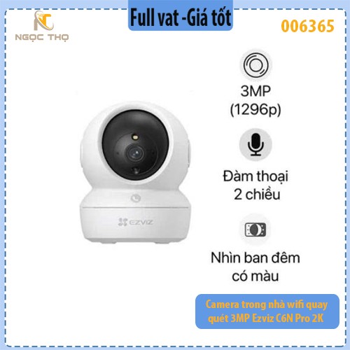 Camera Trong Nhà Ezviz C6N Pro 2K (3MP) – Quay Quét 340° – Theo Dõi Thông Minh – Đàm Thoại 2 Chiều – Full VAT